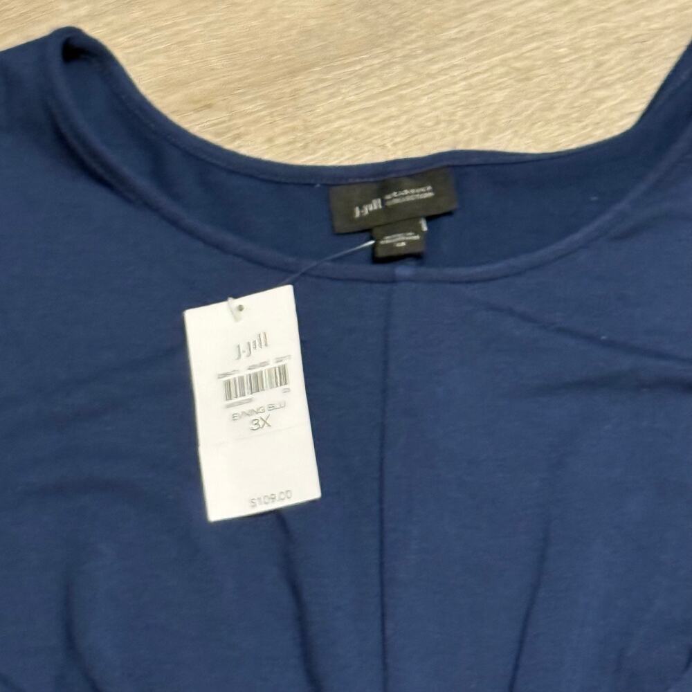 J Jill Wherever Collection A-Line Dress 3X Blue Knit Long Sleeve NWT Comfort Fit - Picture 3 of 11